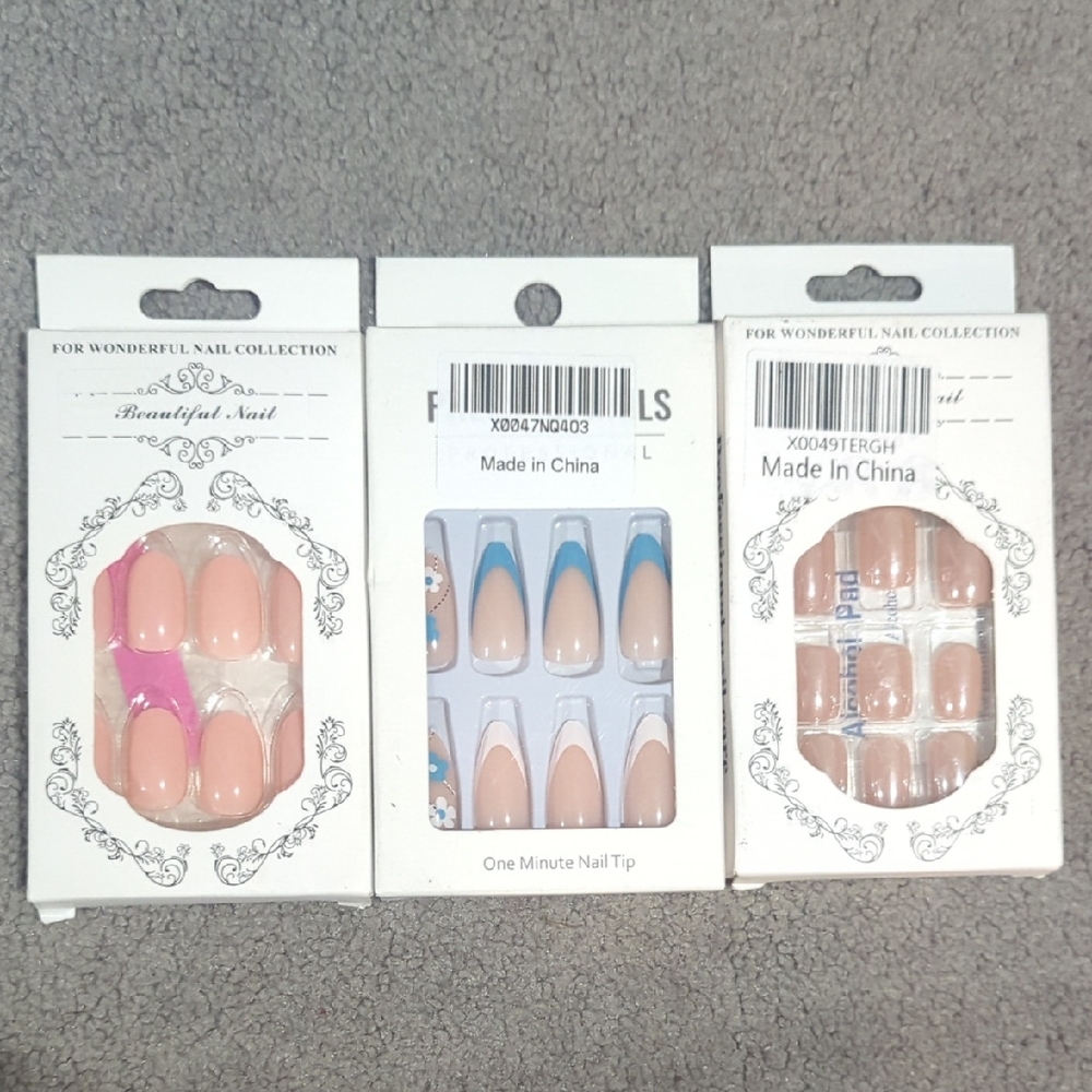 Press-On Nails - Pink and Blue